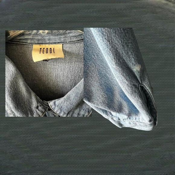 Vintage, long sleeve, chambray floral, rose shirt - Picture 3 of 4